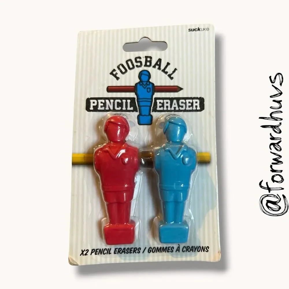 SUCK UK Foosball Pencil Eraser Set Novelty Desk Accessory NIP